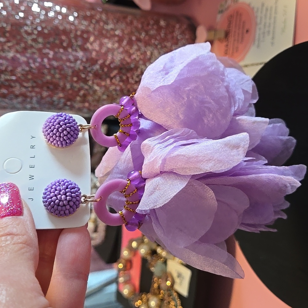 Private Label Lavender Petals Statement Earrings - image 1